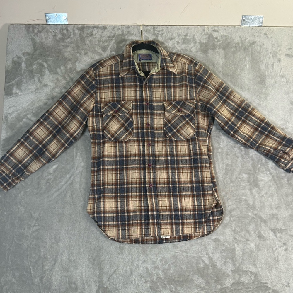 Pendleton Brown and Blue Plaid Casual Button Down Shirt, slim fit